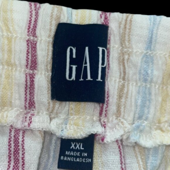 Gap Womens XXL Linen Blend Striped Shorts W/ Side & Back Pockets Elastic Waistba - Picture 8 of 10